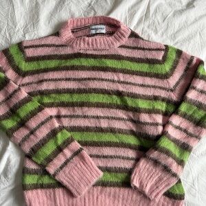 Princess Polly Pink & Green Striped Crewneck Sweater